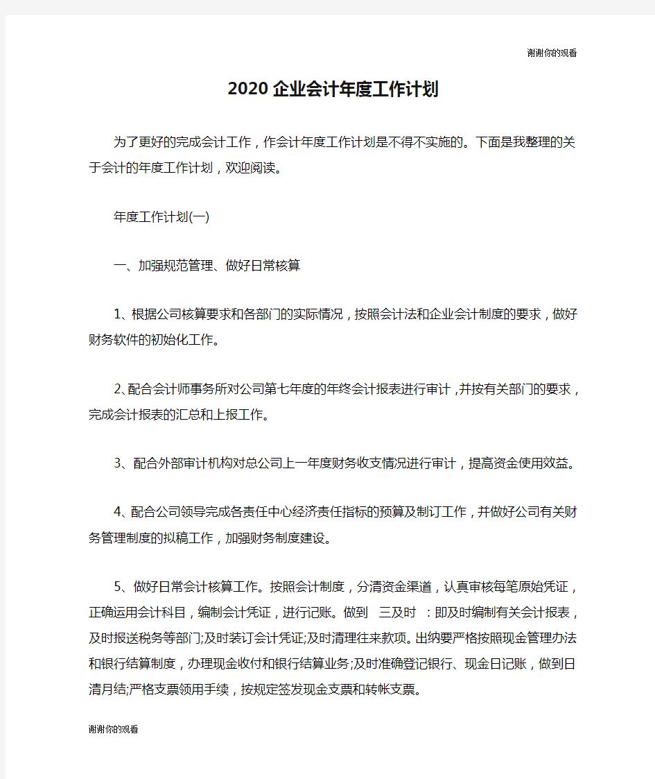 2020企业会计年度工作计划.doc