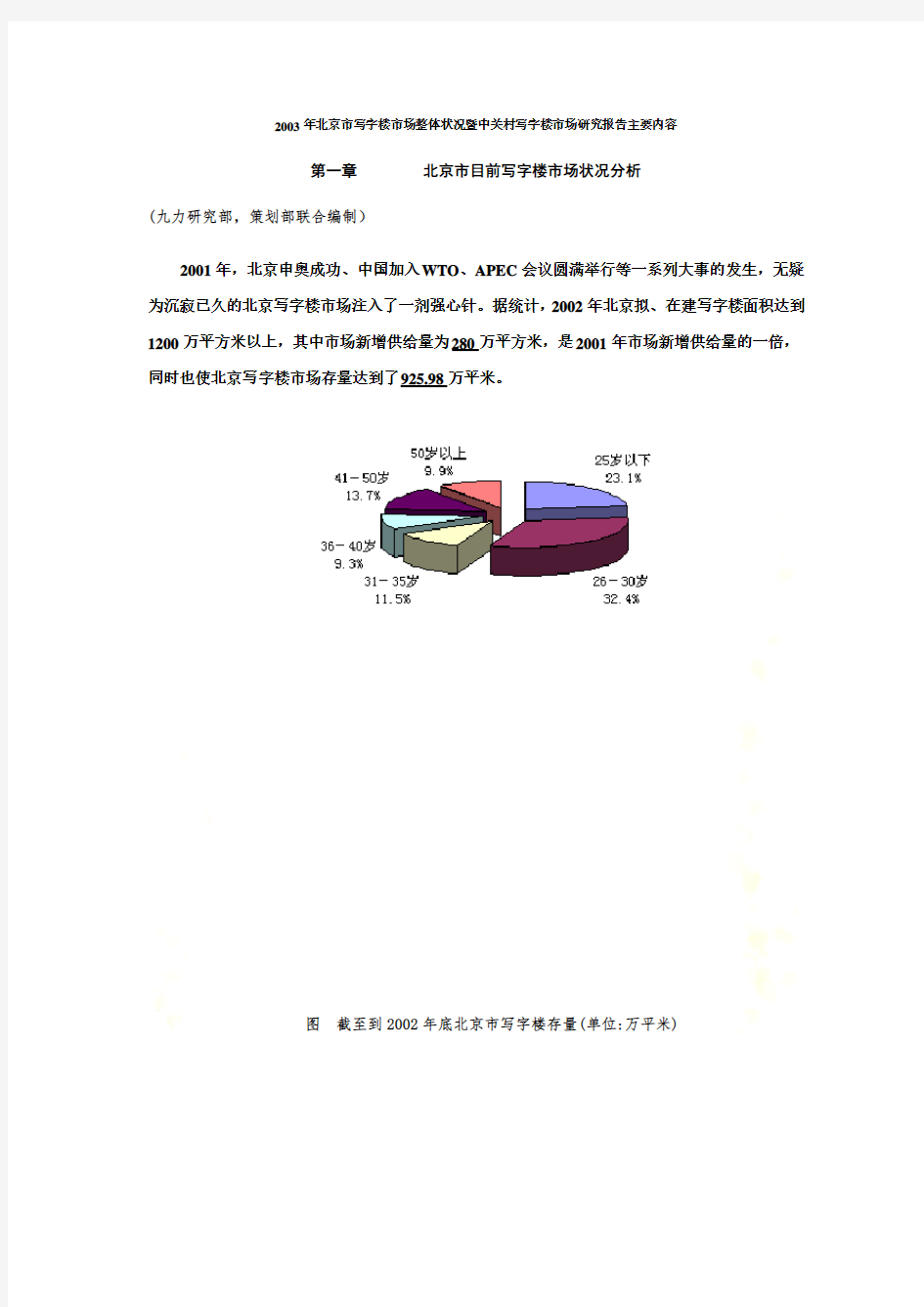 北京市写字楼市场整体状况(doc 15页)