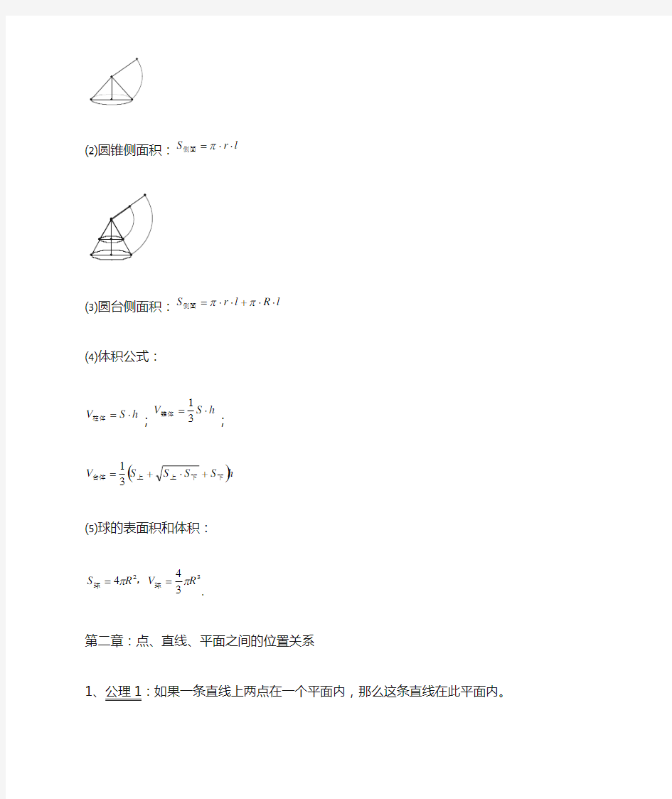 人教版高中 数学必修二 全册知识点 归纳总结