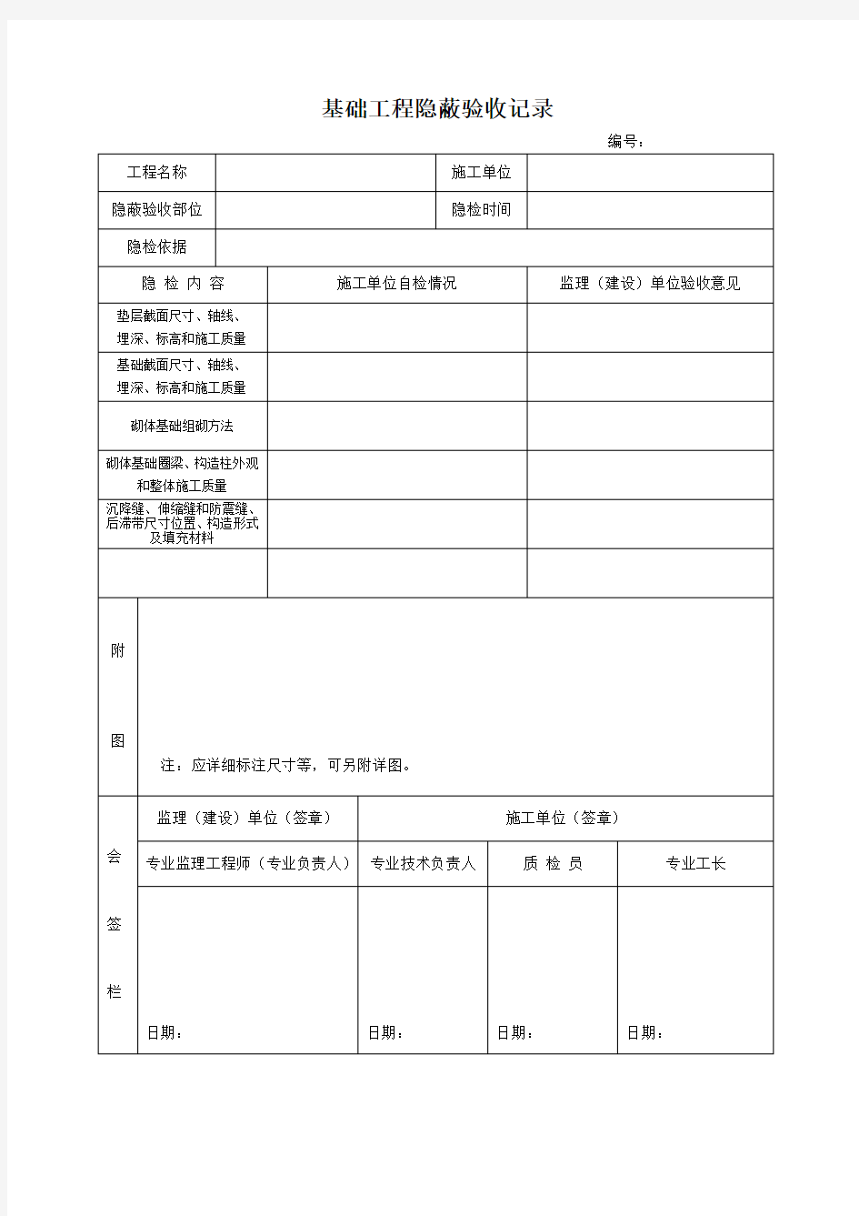 基础工程隐蔽验收记录