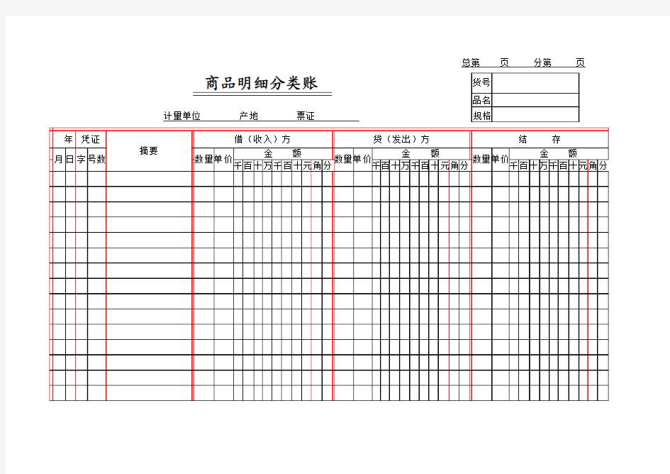 商品明细分类账(模板)