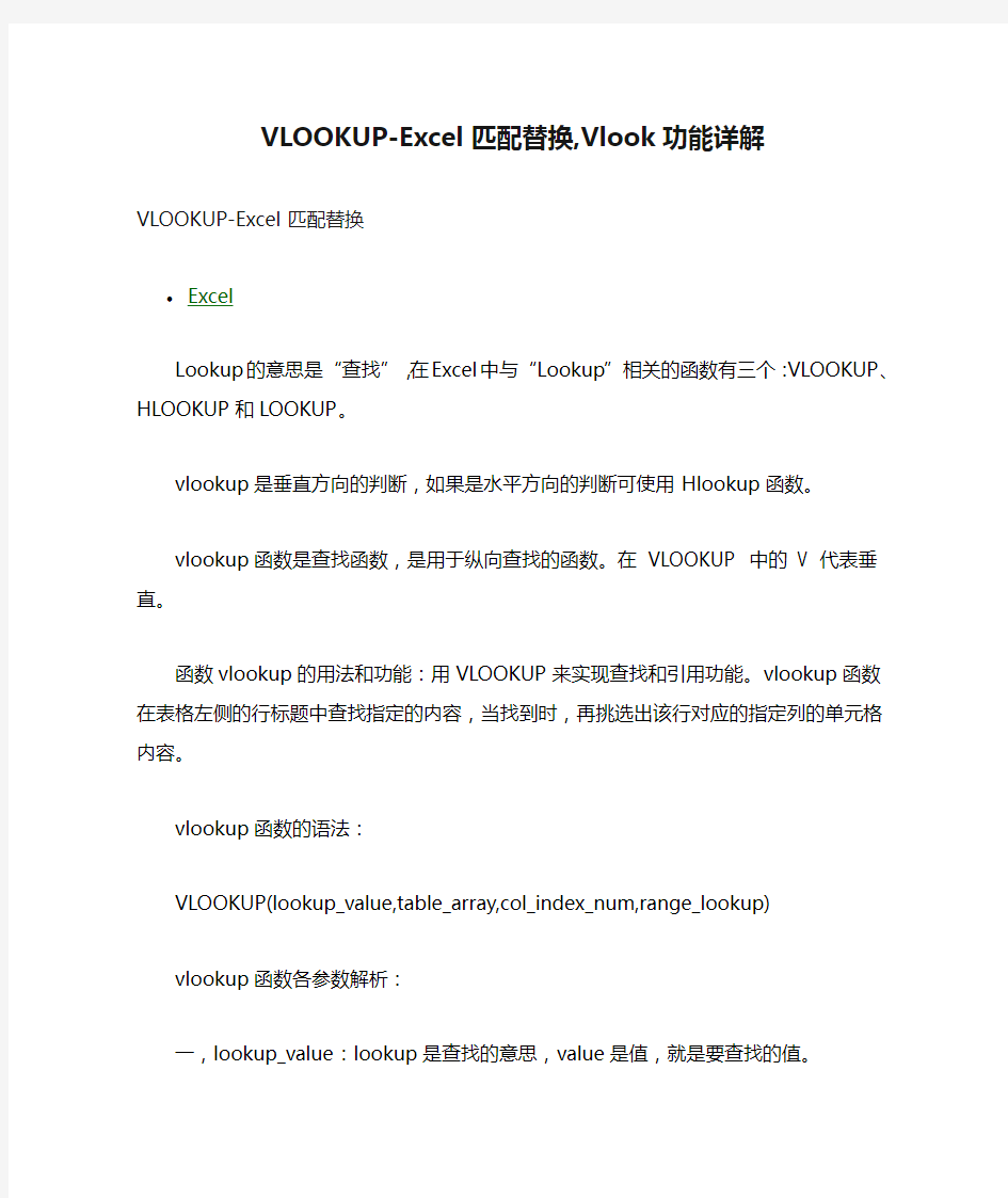 VLOOKUP-Excel匹配替换,Vlook功能详解