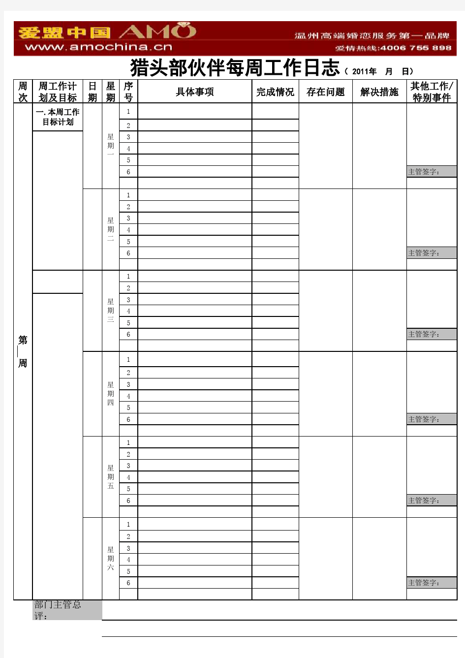 猎头部工作日志【模板】