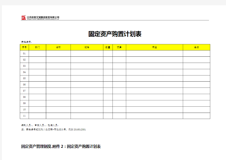 固定资产购置计划表