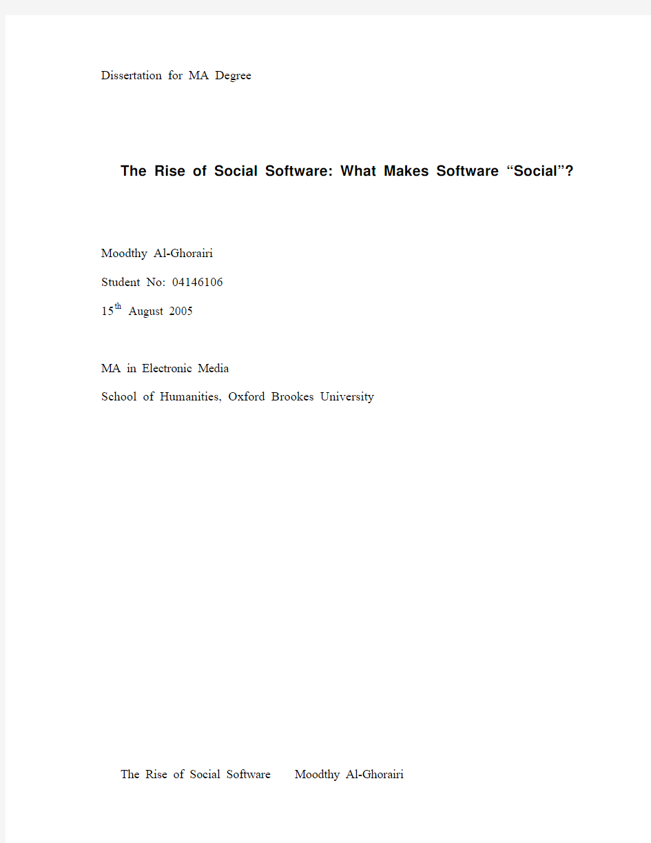 The Rise of Social Software Moodthy Al-Ghorairi Contents