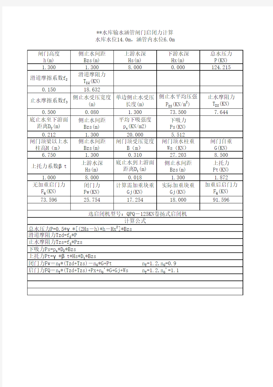 82349_钢闸门结构计算书