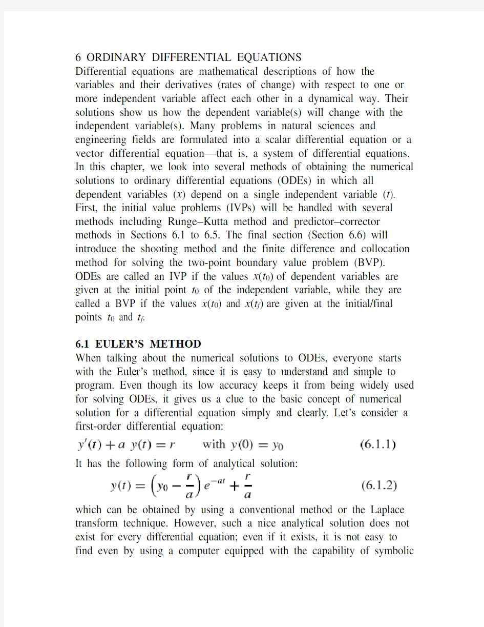 6 ORDINARY DIFFERENTIAL EQUATIONS