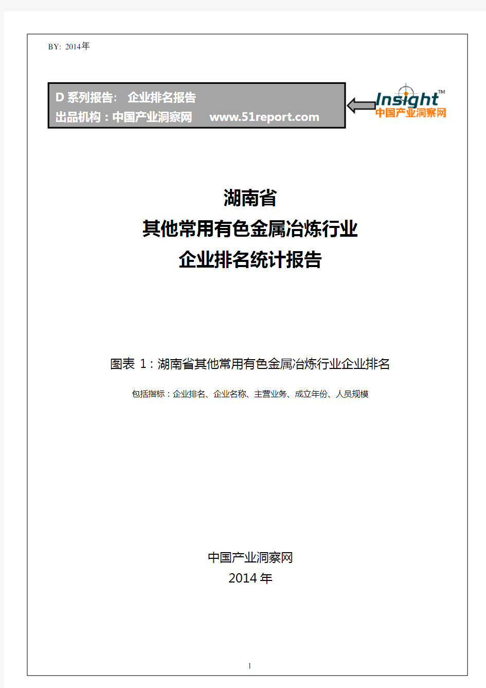 湖南省其他常用有色金属冶炼行业企业排名统计报告
