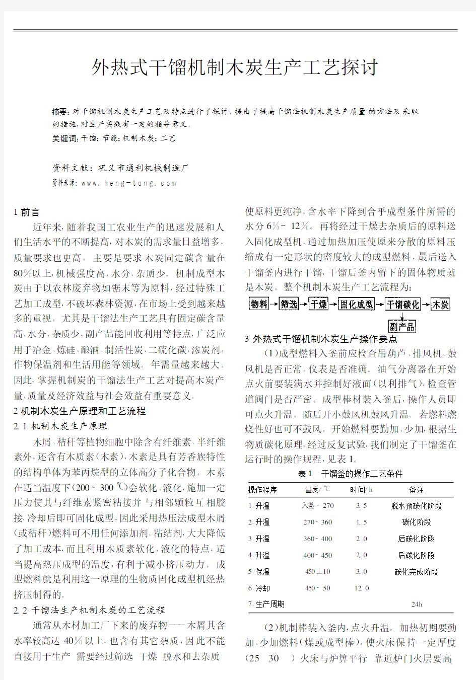 干馏式炭化炉机制木炭生产工艺探讨