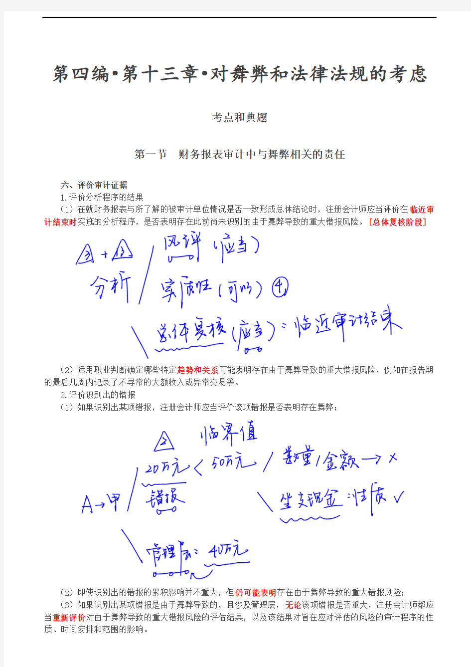 2019审计考试：第63讲_财务报表审计中与舞弊相关的责任(5)