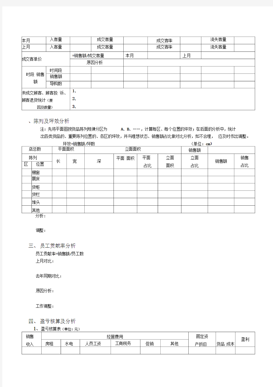 月销售总结报表