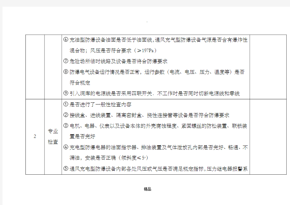 防爆电气设备安全检查表