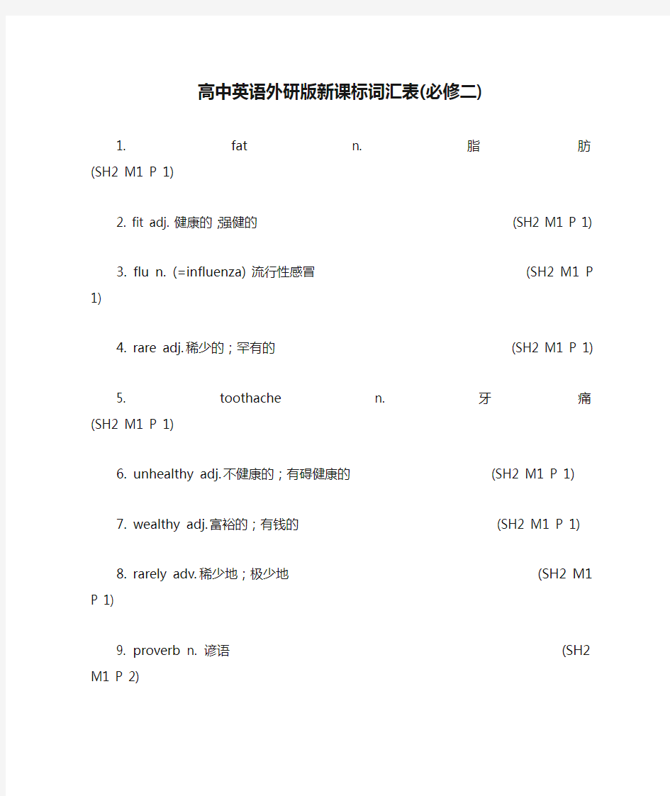 高中英语外研版新课标词汇表(必修二)