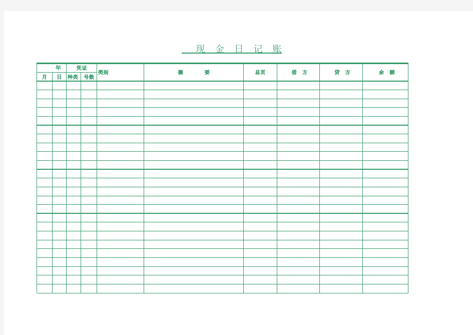 现金日记账范本(EXCEL)