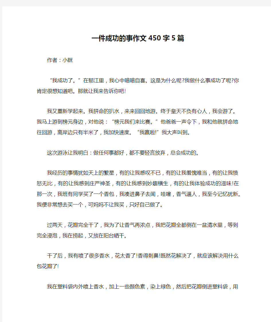 一件成功的事作文450字5篇