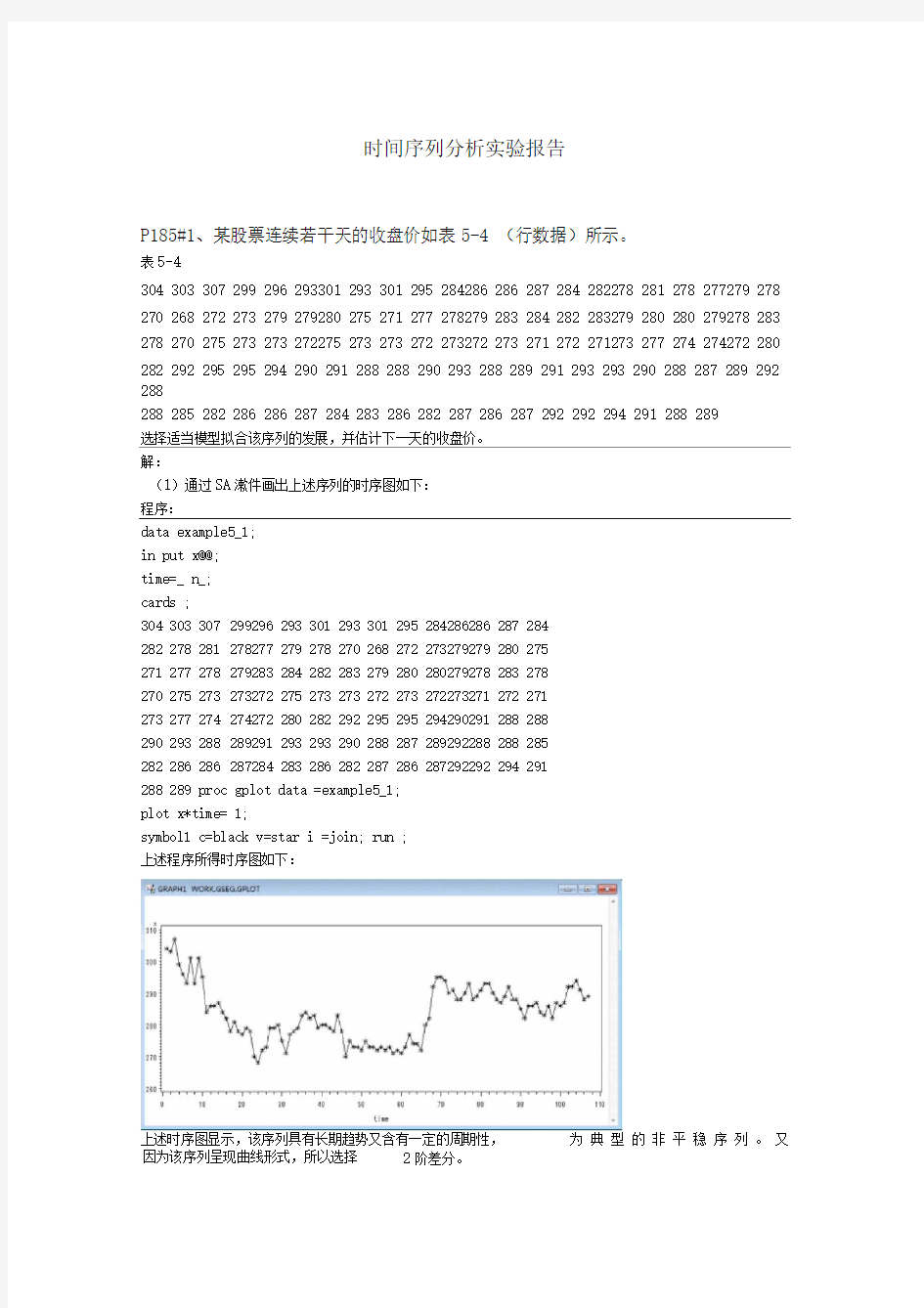 时间序列分析实验报告