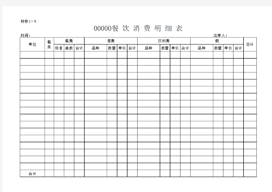 餐饮消费明细表