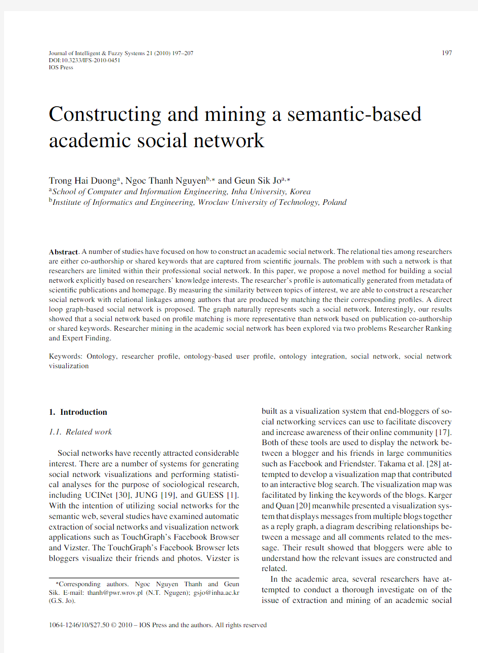 constructing and mining a semantic-based academic social network