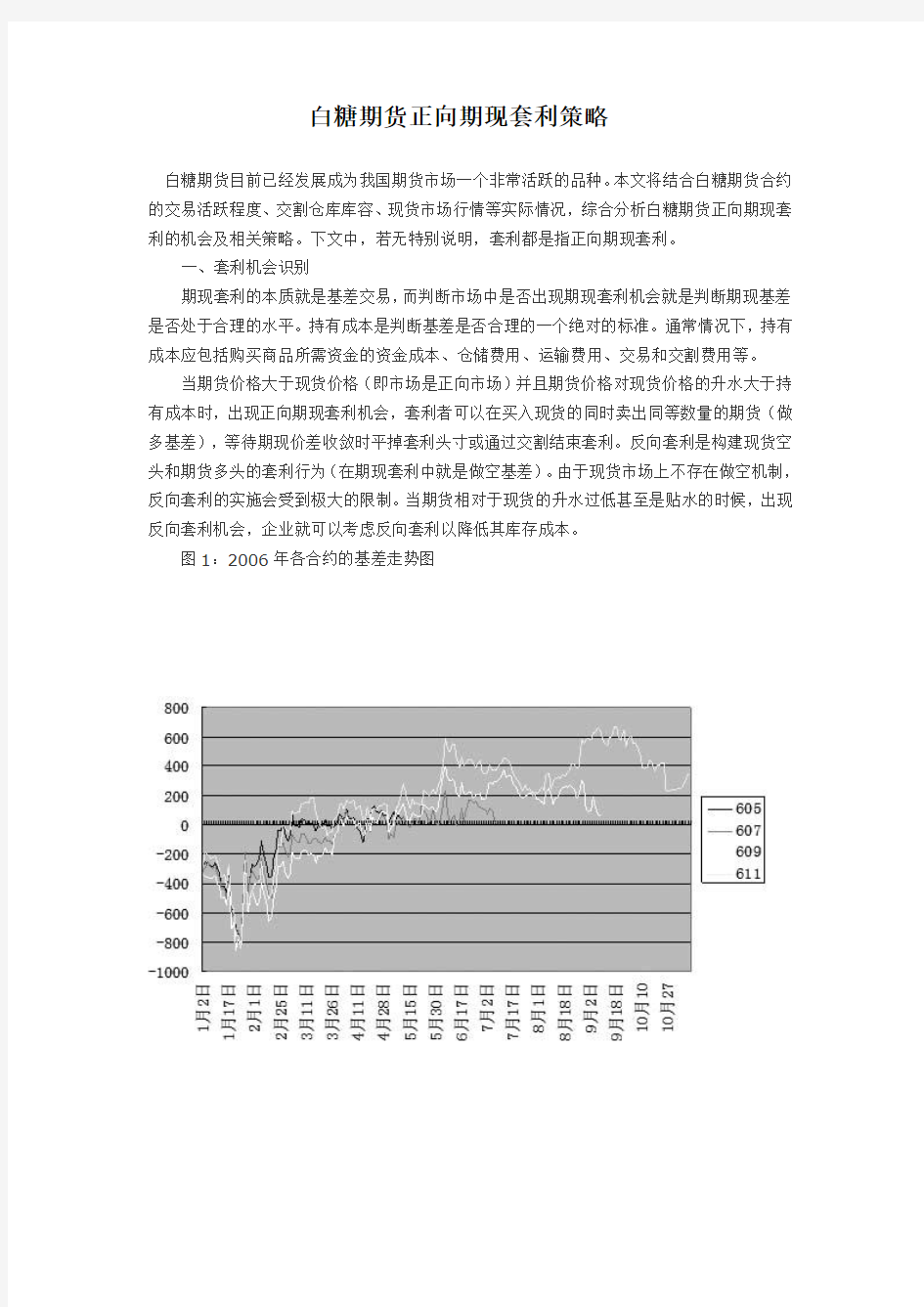 白糖期货正向期现套利策略