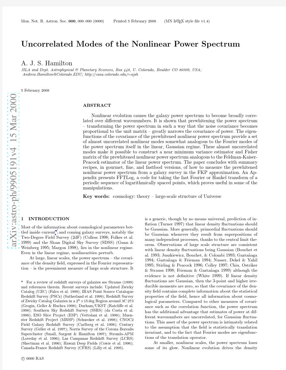 Uncorrelated Modes of the Nonlinear Power Spectrum