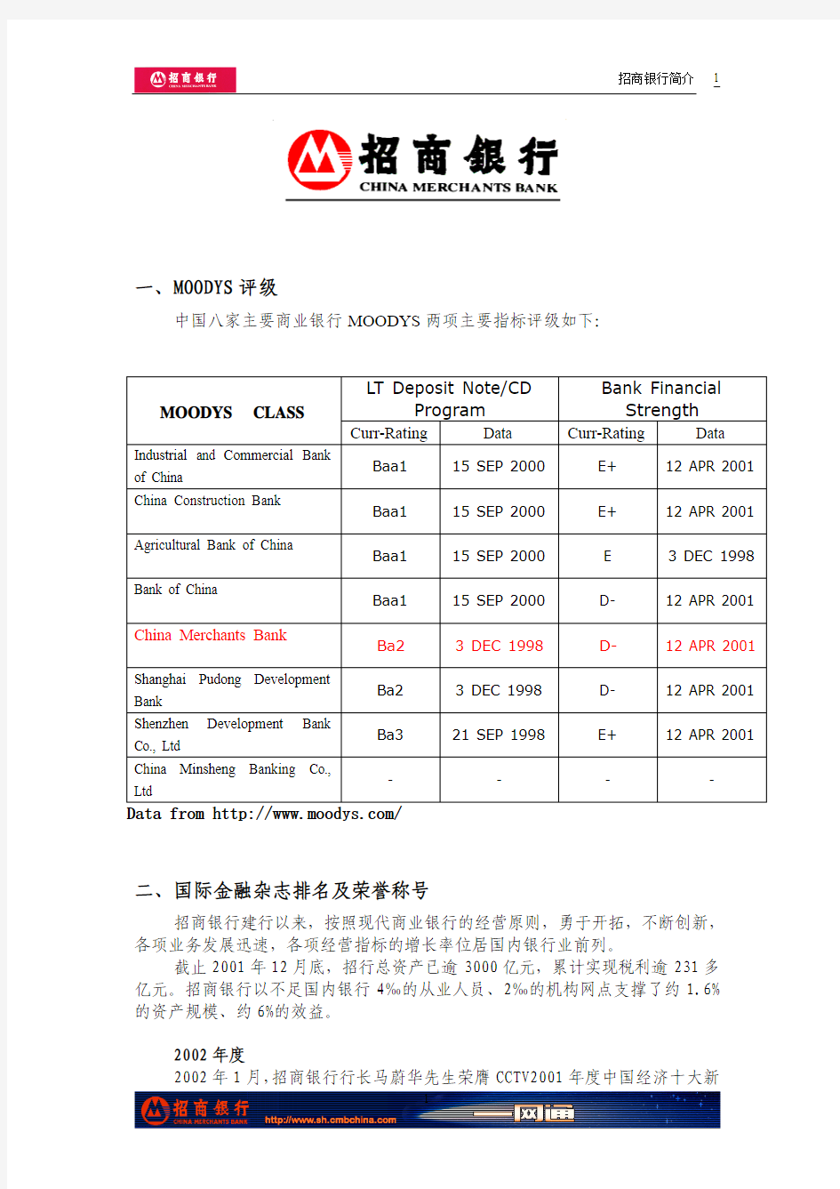 招商银行简介