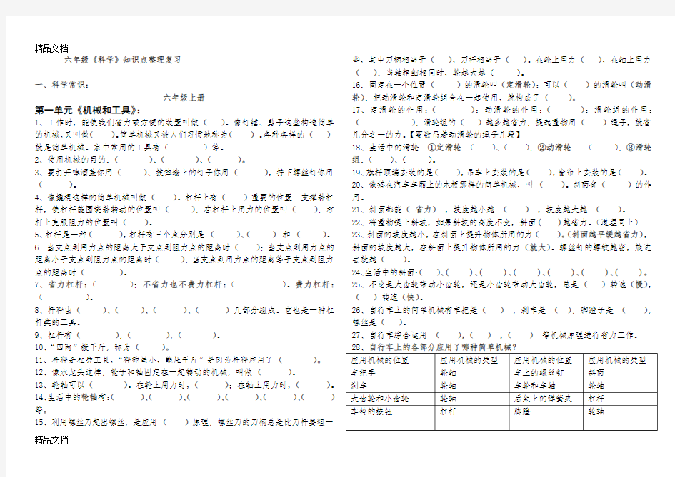 最新六年级上册科学知识点总结与归纳-六年级上册科学知识点大全