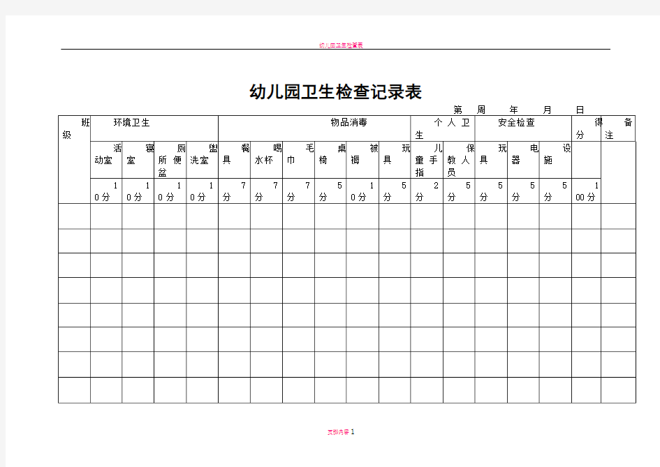 幼儿园卫生检查记录