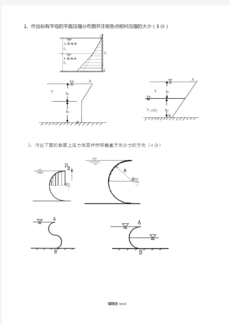 流体力学期末考试作图