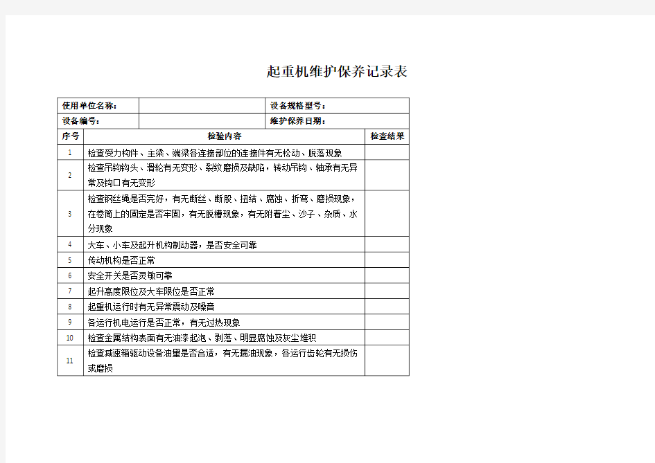 起重机维护保养记录表 (1)