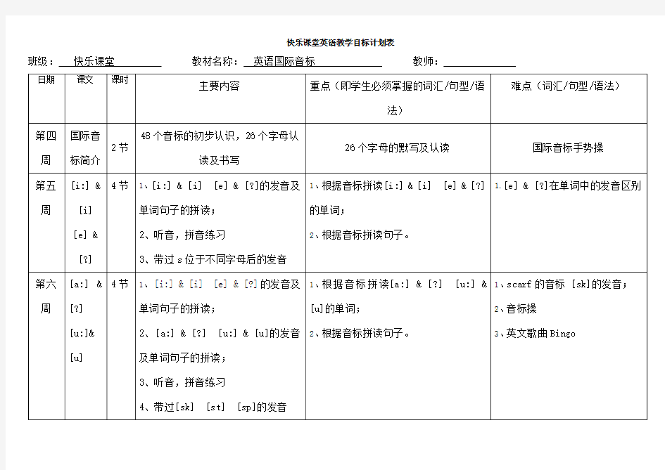 国际音标教学计划