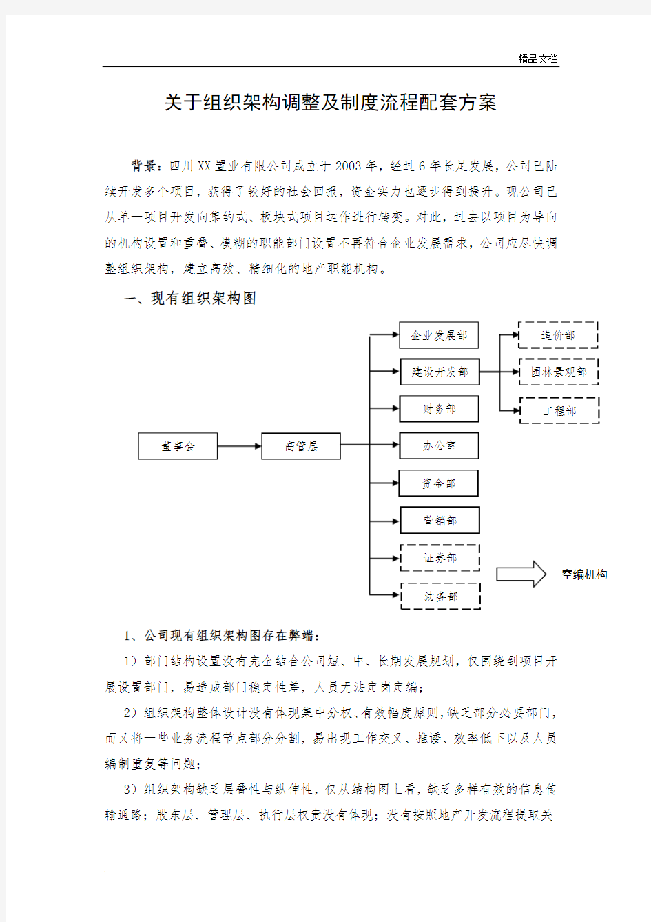 关于公司组织架构调整及战略管理的提案