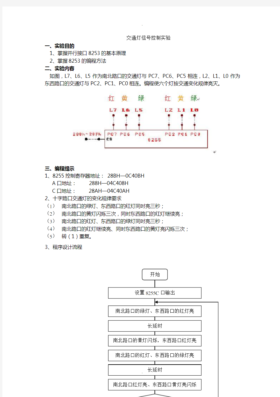 微机原理交通灯控制实验及其详细