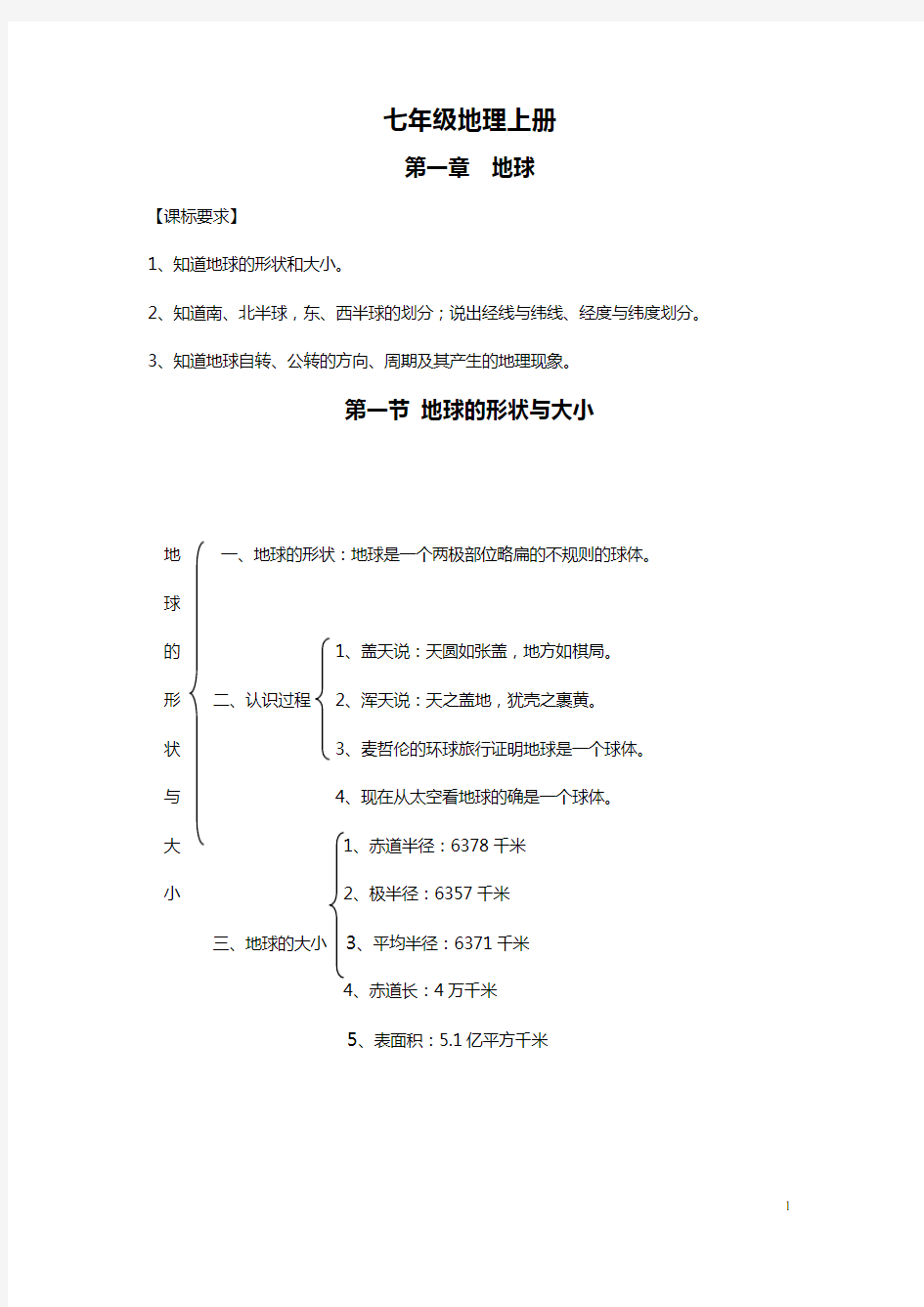 七年级上册地理知识结构图