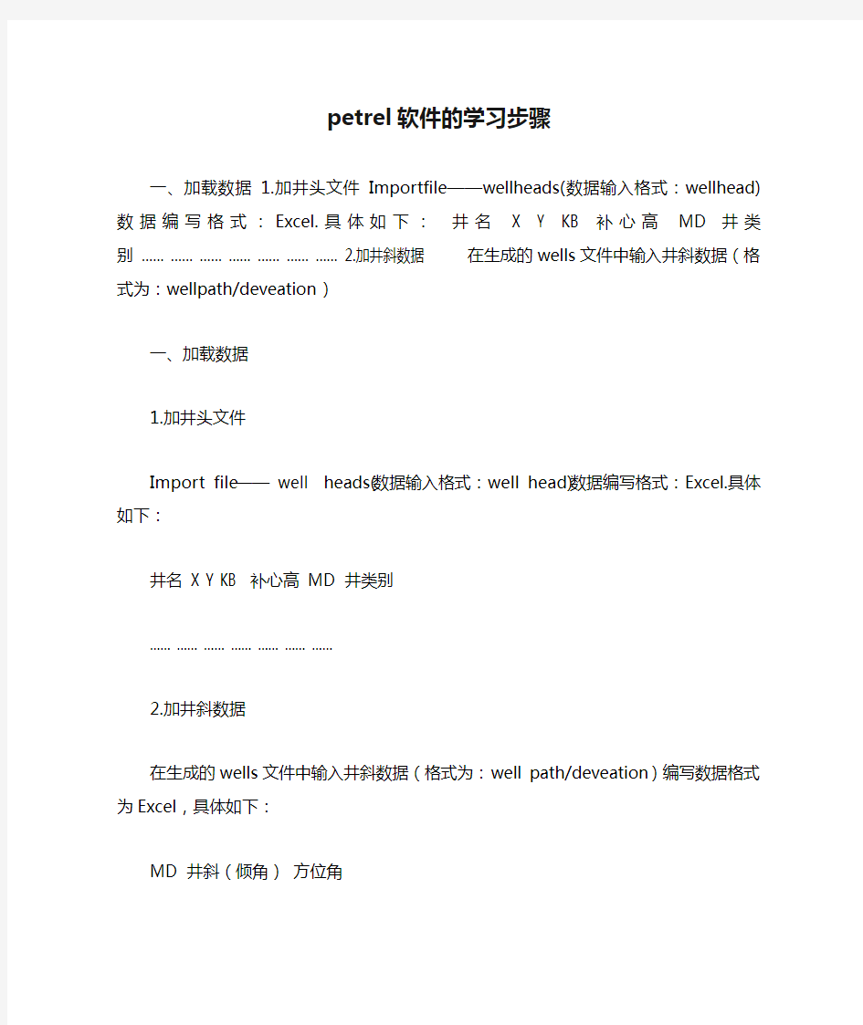 petrel软件的学习步骤