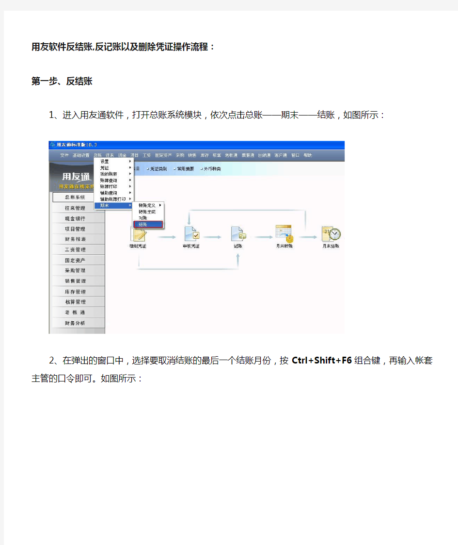 用友T3反结账流程