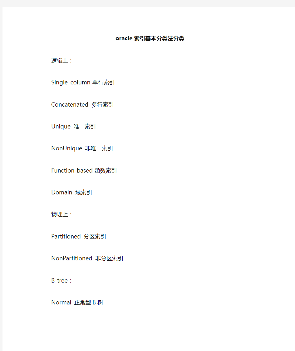 oracle索引基本分类