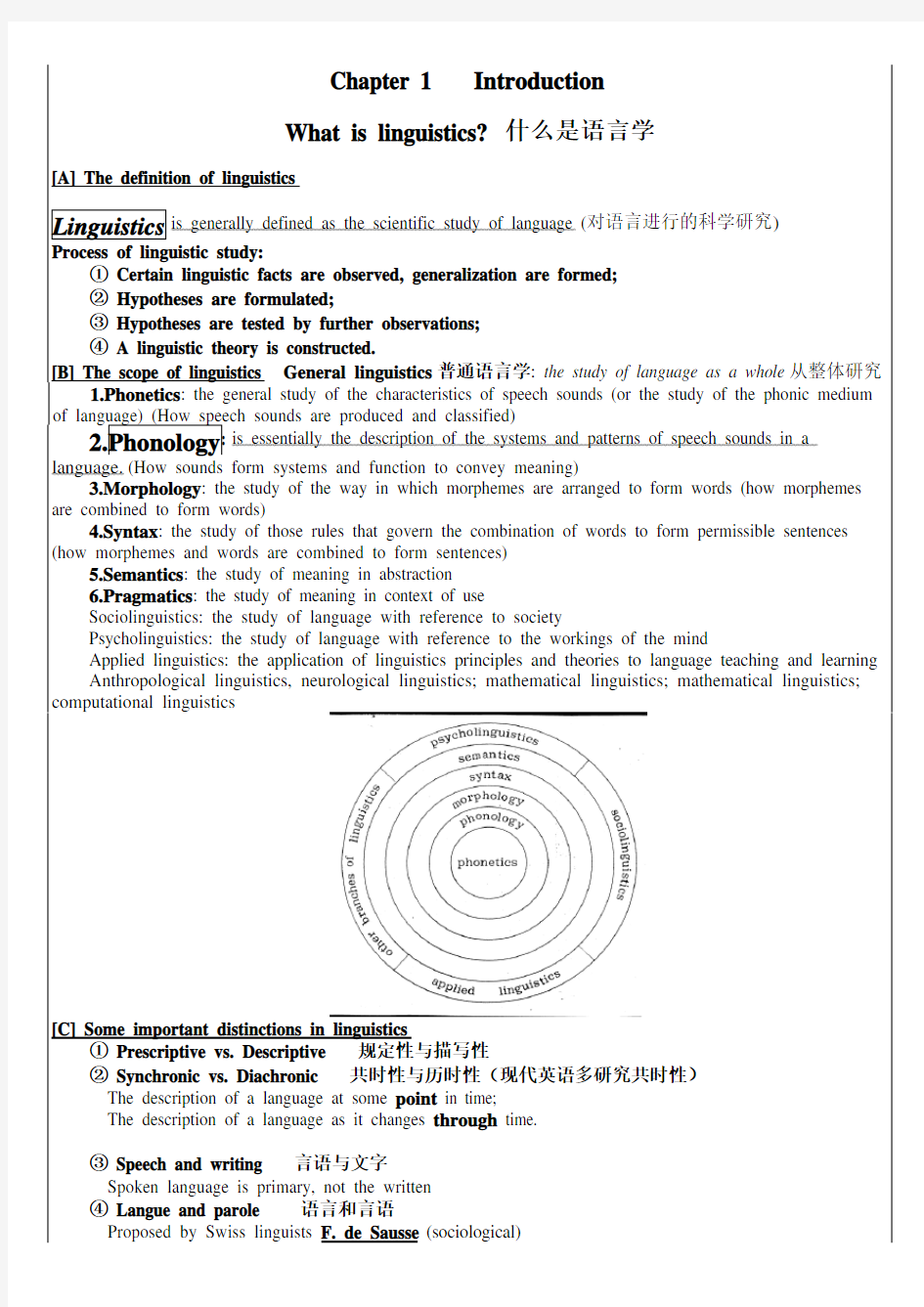 戴炜栋《简明语言学教程》配套笔记_自己整理版