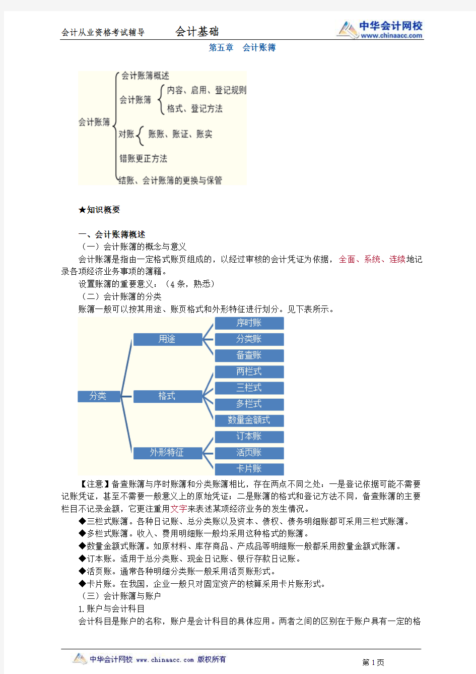 中华会计网校2013年北京会计从业考试《会计基础》习题班讲义第五章