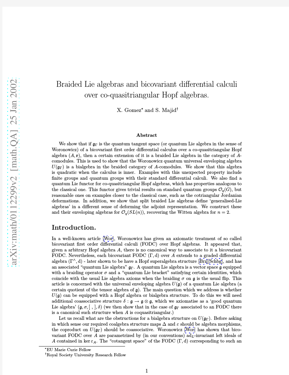 Braided Lie algebras and bicovariant differential calculi over coquasitriangular Hopf algeb