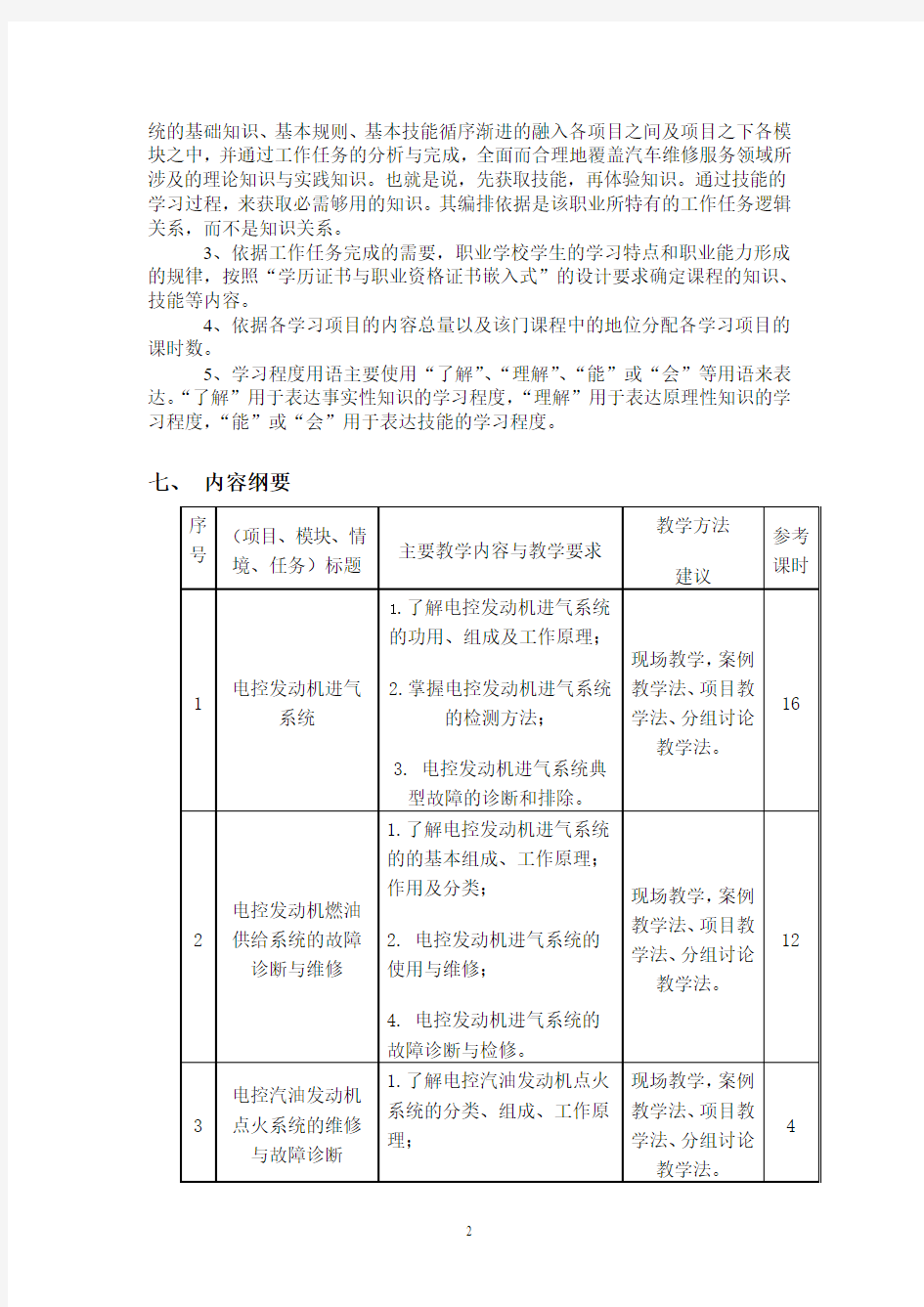 汽车发动机电控系统检修课程标准