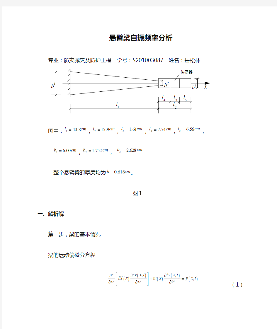 悬臂梁自振频率分析