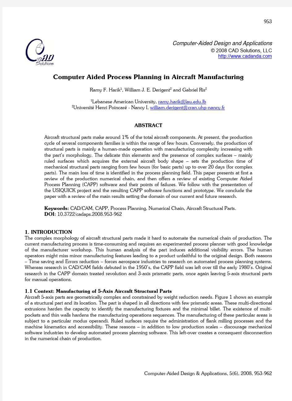 Computer Aided Process Planning in Aircraft Manufacturing