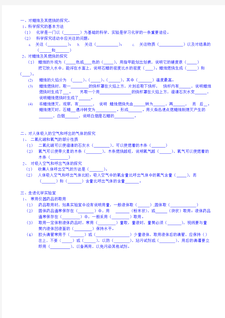 初中九年级化学第一章知识点(可编辑修改word版)