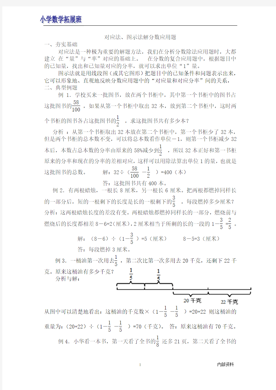 对应法、图示法解分数应用题