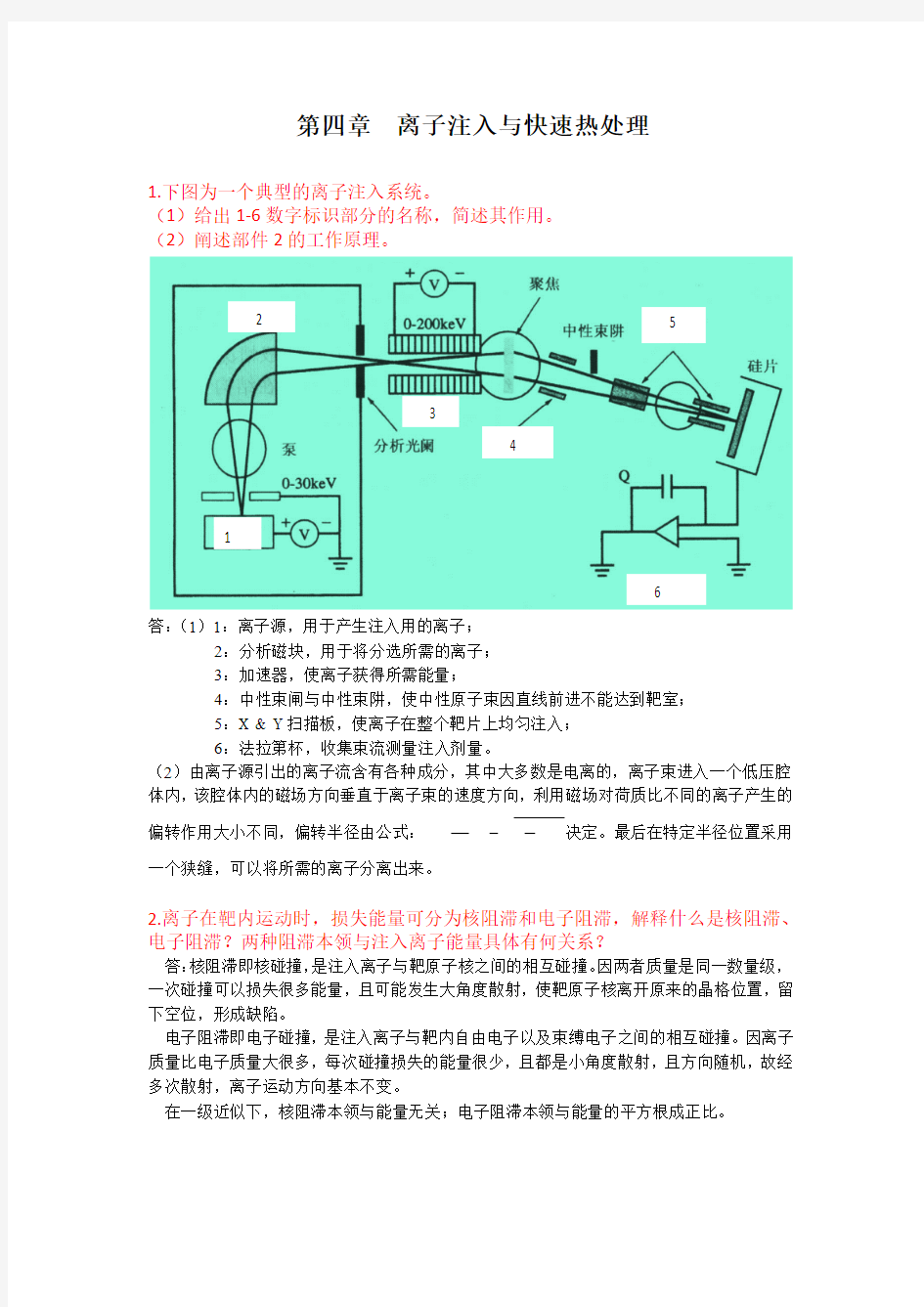 半导体工艺与制造技术习题答案(第四章 离子注入)