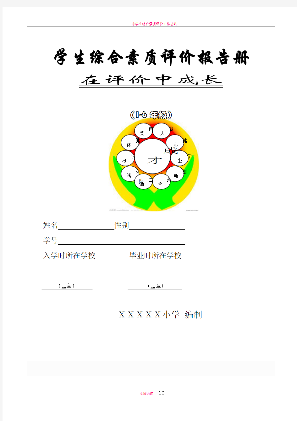 小学生综合素质评价报告册