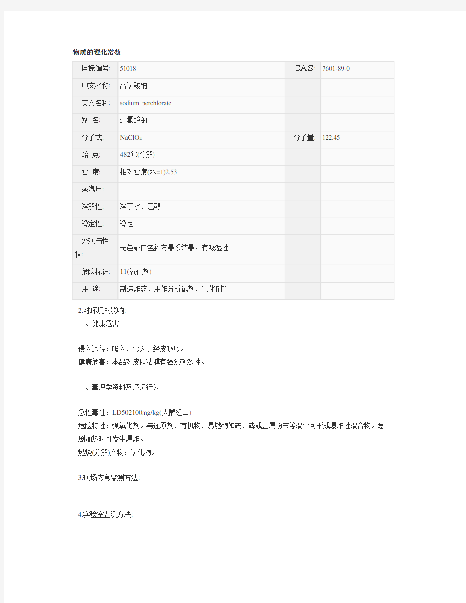 高氯酸钠msds