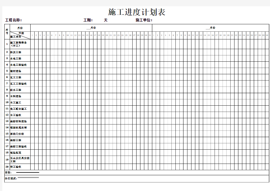 施工进度计划表模板