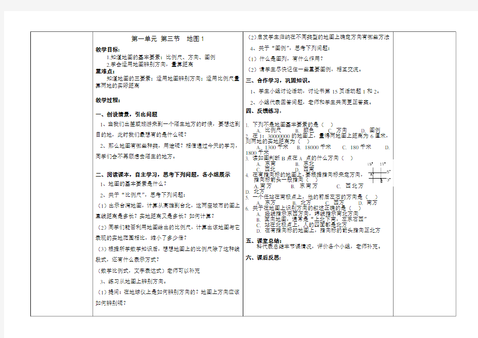 初一地理  地图