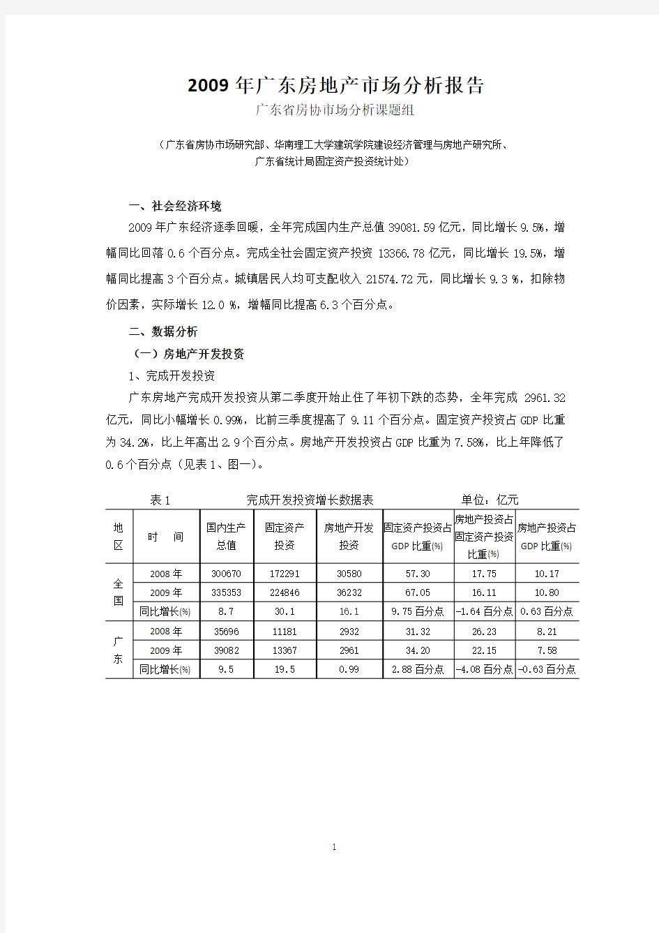广东房地产市场分析报告